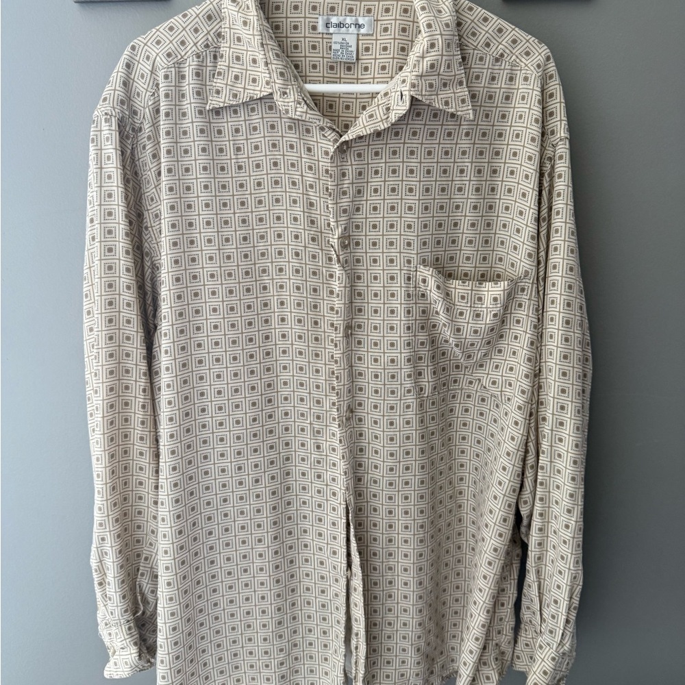 Men's Beige Patterned Shirt